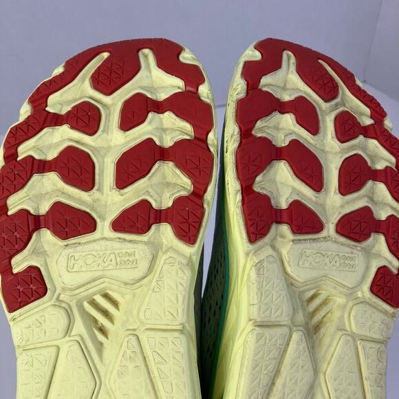 Hoka One One Womens Sz 8 Clifton 7 Running Shoes Light Green Yellow Mesh Lace-up - Picture 13 of 16
